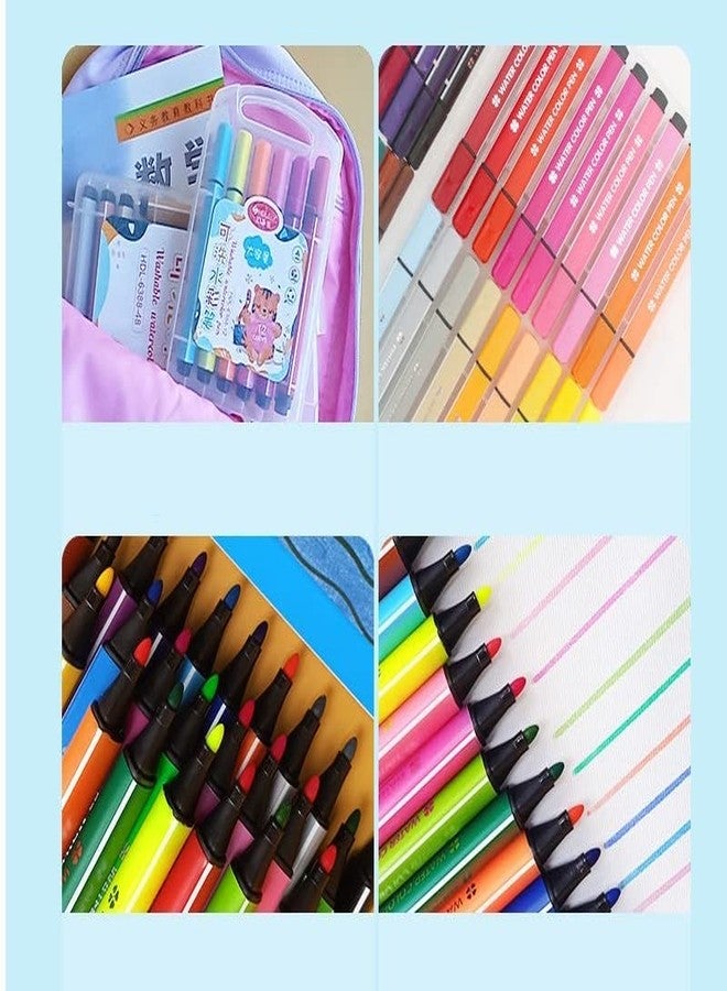 PULSBERY Colorful Washable Water Color Pen Set for Paint & Design - 24 Pcs Color Marker For Kids Triangle Shaped Color Pencils (Set of 24, Multicolor) - Image 3
